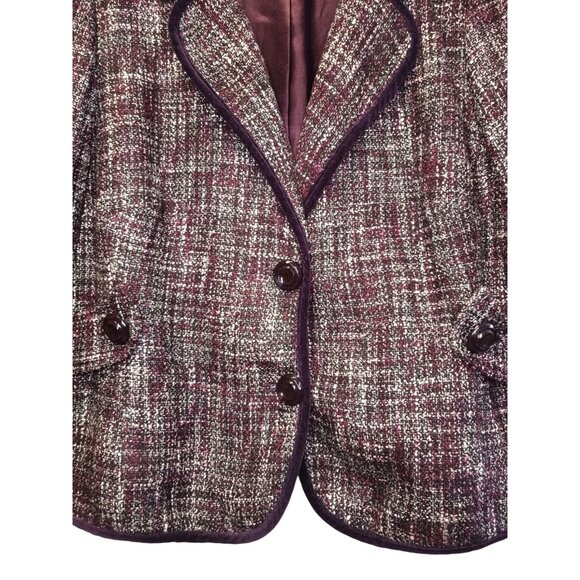 Covington Woman Career Blazer Plus Size 18W Plum Purple Lined Velvet Trim VTG - Picture 4 of 7